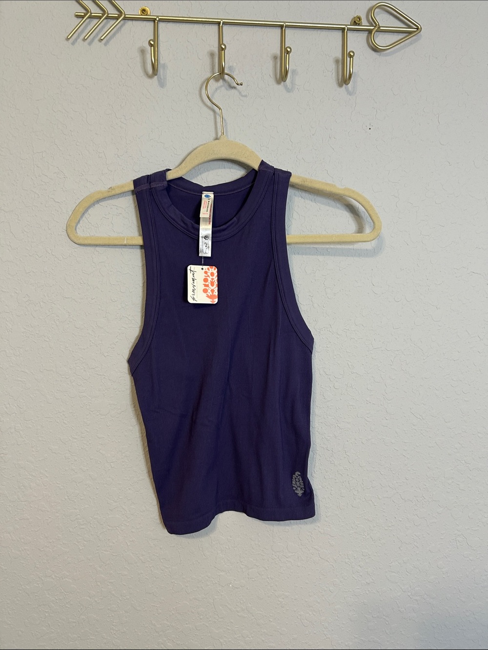 Free People FP Movement Ribbed Cropped Tank Purple Size XS/S NWT